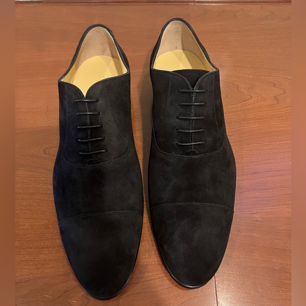 CHANEL BLACK SUEDE OXFORD MENS LOAFERS SIZE: 43 (US 10) $500